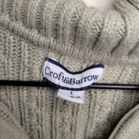 Croft & Barrow green zip henley cable knit turtleneck, sz l - Picture 7 of 7